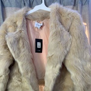 Beige shaggy crop jacket